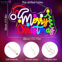Panneau néon Joyeux Noël, taille/couleur personnalisée, lumière LED à intensité variable, alimentation USB 5V, style néon rétro pour décoration de Noël, cadeau personnalisé