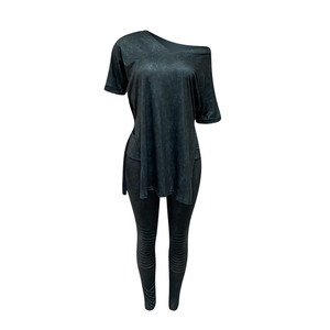 Las mujeres 2020 mono de las mujeres Plus tamaño mameluco manga corta hendidura Patchwork mono 2 piezas de <span class=keywords><strong>mujer</strong></span> - Product Image 5