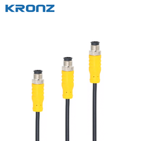 Connecteur pré-moulé mâle KRONZ M12 à 5 broches, câble PVC jaune non blindé, IP67, connecteur circulaire aéronautique pour capteurs