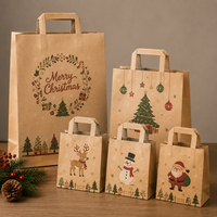 Sac d'emballage en kraft imprimé sur mesure avec logo et poignée, idéal pour la vente à emporter, le commerce de détail et la promotion de marque
