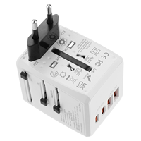 Adaptador de Viaje Internacional Universal para 160 Países, PD 20W+QC 18W, Corriente Nominal de 10A, Enchufe de 110-240V, ABS+PC