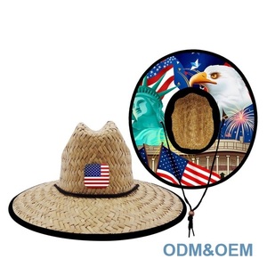 Sombrero de paja de verano al por mayor para salvavidas, con estampado personalizado, estilo americano, para playa y surf, con logo - Product Image 3
