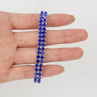 Parlak Gümüş Kaplama 3mm Bling Rhinestone Elastik Bileklik Çok Renkli Esnek Kristal Tenis Bilekliği Kadınlar İçin