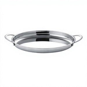 Bandeja de servicio redonda para aperitivos/bebidas de acero inoxidable para restaurante en casa con asa, bandeja de servicio Rectangular, accesorio, Material de Metal - Product Image 1