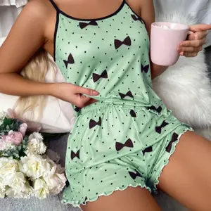 SFY2220 Großhandel DAMENPJAMA 2 Stück Übergröße Oberteil + Shorts bequemes Heimkleidungs-Set DAMEN Lässige Pyjama-Set