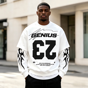 T-shirt da uomo personalizzata con stampa grafica, comoda, stile street hip-hop, a maniche lunghe, cropped, girocollo, pullover, felpa, maglietta - Product Image 2