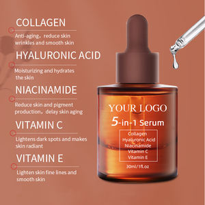 Sérum facial éclaircissant à l'acide hyaluronique, à la vitamine C, à la vitamine E, au collagène et à la nicotinamide, marque privée OEM 5 en 1 - Product Image 6