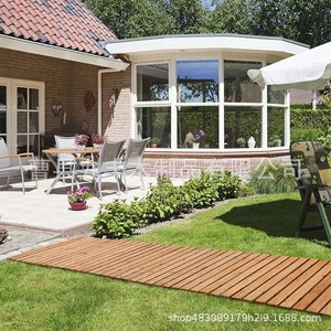 Planches de chemin de jardin en bois d'extérieur, emboîtables, antidérapantes, design rustique pour patio, allée, terrasse - Product Image 2