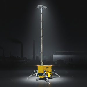 Tour d'éclairage mobile diesel <span class=keywords><strong>à</strong></span> système hydraulique de 9 m, 4x400W LED, mât télescopique, montée sur remorque, pour travaux de construction - Product Image 1