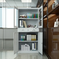 Armoire de classement en acier moderne de 72 pouces de hauteur avec serrure, 2 portes en verre, 2 étagères réglables pour le bureau, l'école et le garage
