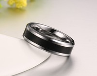 Bague de mariage unisexe en carbure de tungstène noir de 6 mm pour hommes et femmes, ajustement confortable, bord biseauté, style tendance