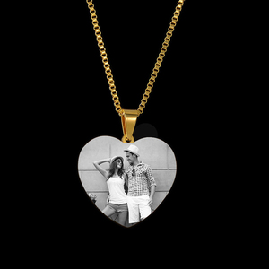 Dropshipping amor colgante collar DIY grabado collar de acero inoxidable foto personalizada corazón gargantilla Collar para mujer chica - Product Image 3