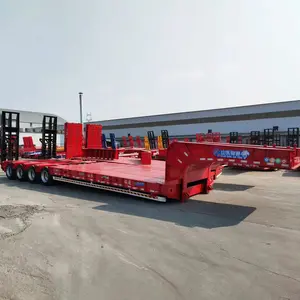 China Factory Price 13m 3axle Lowbed Truck 60 Ton New Low Loader Bed Semi Trailer For Sale