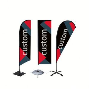 Exhibiciones Publicitarias Personalizadas para Exteriores, Bandera de Poliéster Impresa Digital de Doble Cara con Forma de Lágrima y Asta de Aluminio - Product Image 1