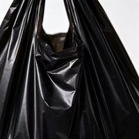 Sac poubelle noir en plastique HDPE imprimé en héliogravure, recyclable, haute résistance, personnalisé, de qualité alimentaire, à soufflets latéraux, avec poignée, pour supermarché