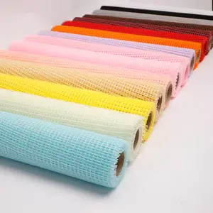 Solid color openwork gingham mesh wholesale bouquet packaging net yarn florist flower packaging paper