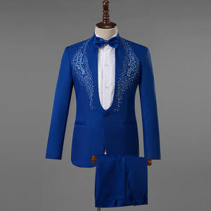 Traje de lujo para boda, esmoquin negro formal para novio, trajes de hombre ajustados con cristales y cuentas, blazer, chaleco y pantalón, hecho a medida, para graduación, de un solo botón. - Product Image 3