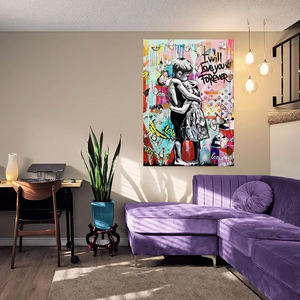 Decorazione per la casa moderna Deco <span class=keywords><strong>ragazzo</strong></span> ragazza che abbraccia la tela stampa murale arte Graffiti Poster <span class=keywords><strong>da</strong></span> <span class=keywords><strong>parete</strong></span> appesa per la casa o l'ufficio - Product Image 3
