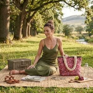 Bolso Tote de Algodón Rosa con Estampado Floral, Bolso de Hombro Hecho a Mano con Flecos, Estilo Boho, Fabricante Mayorista de India - Product Image 1