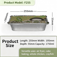 Plaque à pain rectangulaire jetable en aluminium de 1750 ml avec couvercle, qualité alimentaire, robuste, compatible four, pour la cuisson