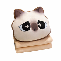 Bantal & selimut hewan lucu, 40cm kucing mewah Super lembut 3-in-1 multifungsi Dekorasi Rumah & tempat tidur hewan lucu