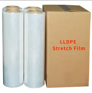 Film pembungkus regang bening terbaik dari pabrik film bungkus palet 80 gauge 40kg film bungkus regang lldpe transparan gulungan jumbo