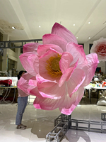 G-98 Lotus géant en organza rose romantique, fait main, pour décoration intérieure, galerie d'art, cérémonie de mariage, décoration d'espace