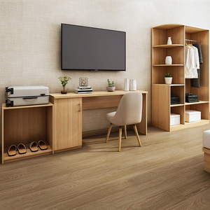 Ensemble de meubles d'hôtel et d'appartement Airbnb économique et complet : lit en bois double ou simple avec tête de lit, table de chevet et armoire - Product Image 3