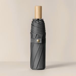 Paraguas Plegable de 3 Secciones con 8 Varillas, Mango de Madera, Resistente al Viento, con Cordón, Diseño Chino de Alta Moda - Product Image 4