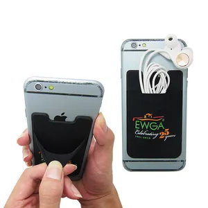 Ultra-slim Adhesive Lycra-fabric Cell Phone Smart Card Wallet Pocket with Cover on Top