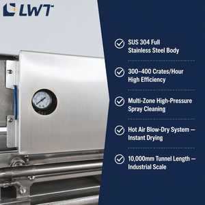 <span class=keywords><strong>Lavatrice</strong></span> Industriale LWT per Cesti e Casse, Lunghezza 10000mm, 300-400 Pezzi/Ora, Pulizia Automatica per Fabbriche di Lavorazione Alimentare - Product Image 4