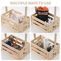 Panier de rangement en bois pour bébé avec poignée, pour articles de bain, jouets, vêtements, en bois massif, portable et suspendable, pour nouveau-né et douche