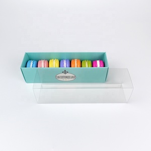 Custom Food Grade 7 macaron cookie drawer paper gift box with clear sleeve packaging