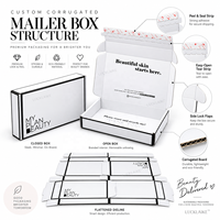 Boîtes d'emballage personnalisées avec logo, en carton ondulé, avec bande adhésive à déchirer pour l'expédition de produits de beauté et de soins de la peau en e-commerce
