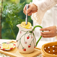 Carafe à lait en céramique sous glaçure, grande capacité, carafe à eau froide, carafe à jus, vase, carafe pour arrangement floral, décoration d'intérieur polyvalente