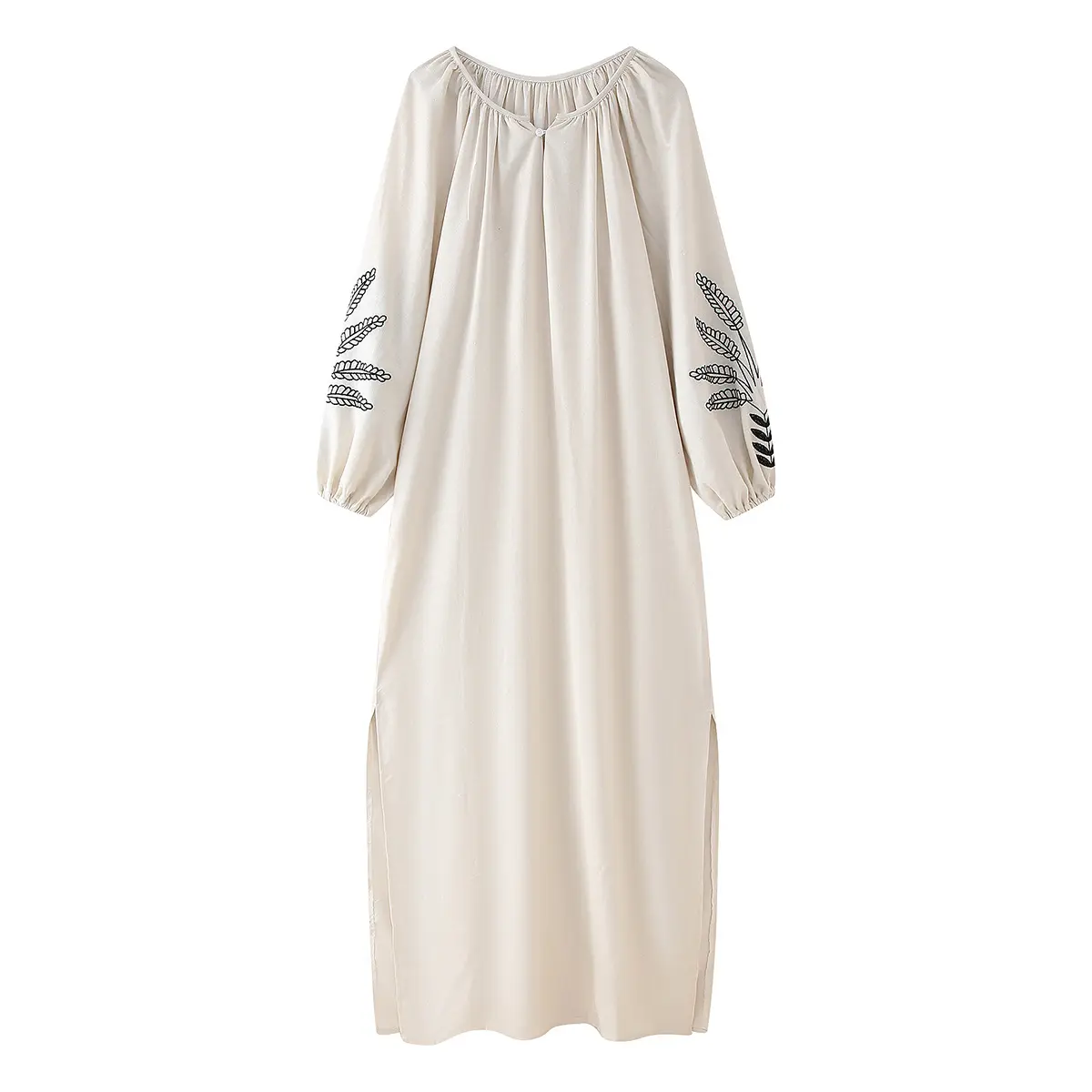 女性のためのカスタムロゴの白いリネンドレスvestidos de lino y algodon abito di lino estivo robe en lin femme