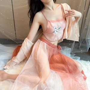 Moon Tide Lingerie Sexy Ancient Hanfu Republic of China Style Embroidered Nightgown Pure and Hot Uniform Temptation Set - Product Image 3