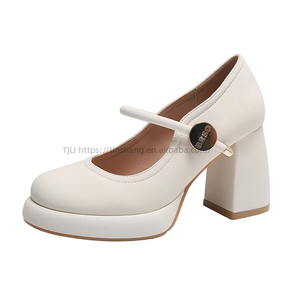 Zapatos de Tacón Cuadrado con Correa de Cuero Suave, Estilo Vintage, para Mujer, Transpirables, Cómodos, para Oficina, Vestir, de Caña Alta, para Verano - Product Image 4
