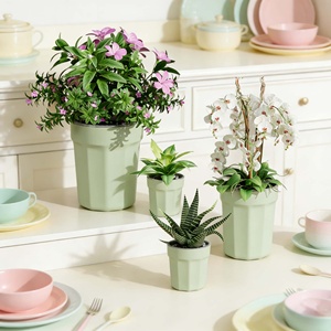 Pot de fleurs en céramique auto-arrosant avec design transparent de contrôle des racines, jardinière hydroponique écologique pour succulentes et plantes - Product Image 3