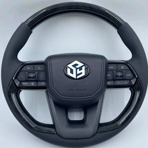 Volant <span class=keywords><strong>sport</strong></span> GR en cuir pleine fleur pour Toyota Land Cruiser LC79 LC76 LC70 LC300 2008-2021, boutons noirs, carbone - Product Image 1