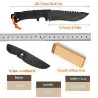 Couteau de chasse portable d'extérieur mini droit en acier 3Cr13 pour camping, pêche et préparation de viande sauvage - Tranchant 60 HRC, étui en nylon, DIY OEM