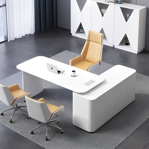 Modern Fashion Furniture White Lacquered Office Desk Conference Desk for High-end Offices Building Stylish - Product Image 1