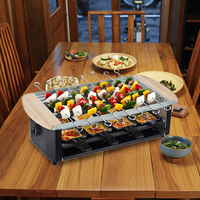 Barbecue électrique de table 8 personnes le plus vendu, raclette en pierre, brochettes de poulet, intérieur, PTFE, détachable, acier au carbone, sans fumée
