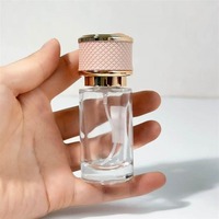 Botella de Perfume de Vidrio Transparente al por Mayor, Botella de Perfume Cilíndrica de 20 ml, Botella de Perfume Vacía con Pulverizador y Tapa de Cuero