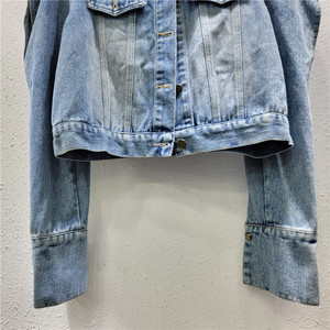 Z9997-Fashionable 2025 tendance Jean veste courte évider à manches longues Denim veste femmes - Product Image 5