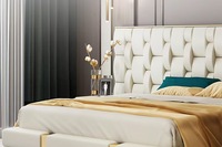 Lit mural en bois de chêne massif de style royal européen moderne, grand lit réglable en cuir PU, mobilier de chambre à coucher de luxe pour usage domestique