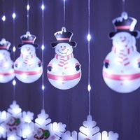 LED Weihnachtsdekoration Lichtvorhang mit Stern, Mond, Weihnachtsmann und Schneeflocke für Fenster, Ramadan und Weihnachten Heimdekoration