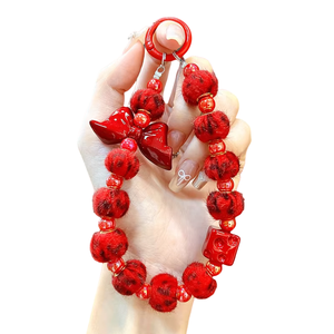 Mignon en plastique perle sac breloque sac à dos pendentif porte-clés mignon poupée perlée téléphone dragonne perle rouge chaîne <span class=keywords><strong>de</strong></span> téléphone portable - Product Image 5