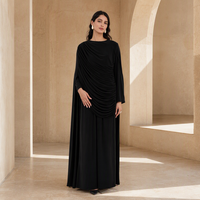 Nouvel ensemble 2 pièces Mexizo : Cape plissée drapée et pantalon uni pour femme musulmane, tenue islamique modeste de Dubaï, disponible en 6 couleurs
