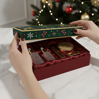 Kotak Kertas Lipat Natal Portabel Custom dengan Embossing dan Laminasi Matt untuk Kemasan Hadiah Kosmetik, Perawatan Kulit, dan Makeup (Kotak Rigid)